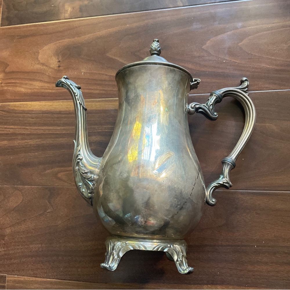 W Rogers And Son Antique Silverplate Over Copper Sheridan Coffee Pot